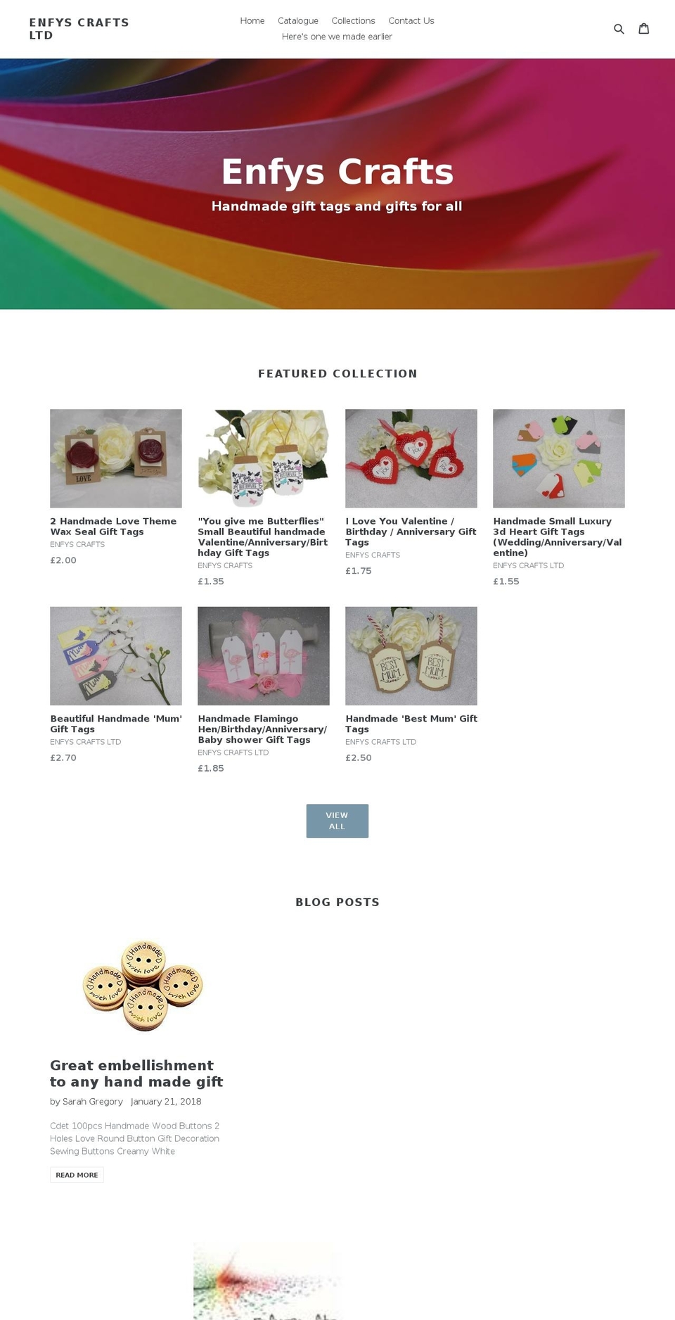 enfyscrafts.com — Shopify storefront screenshot