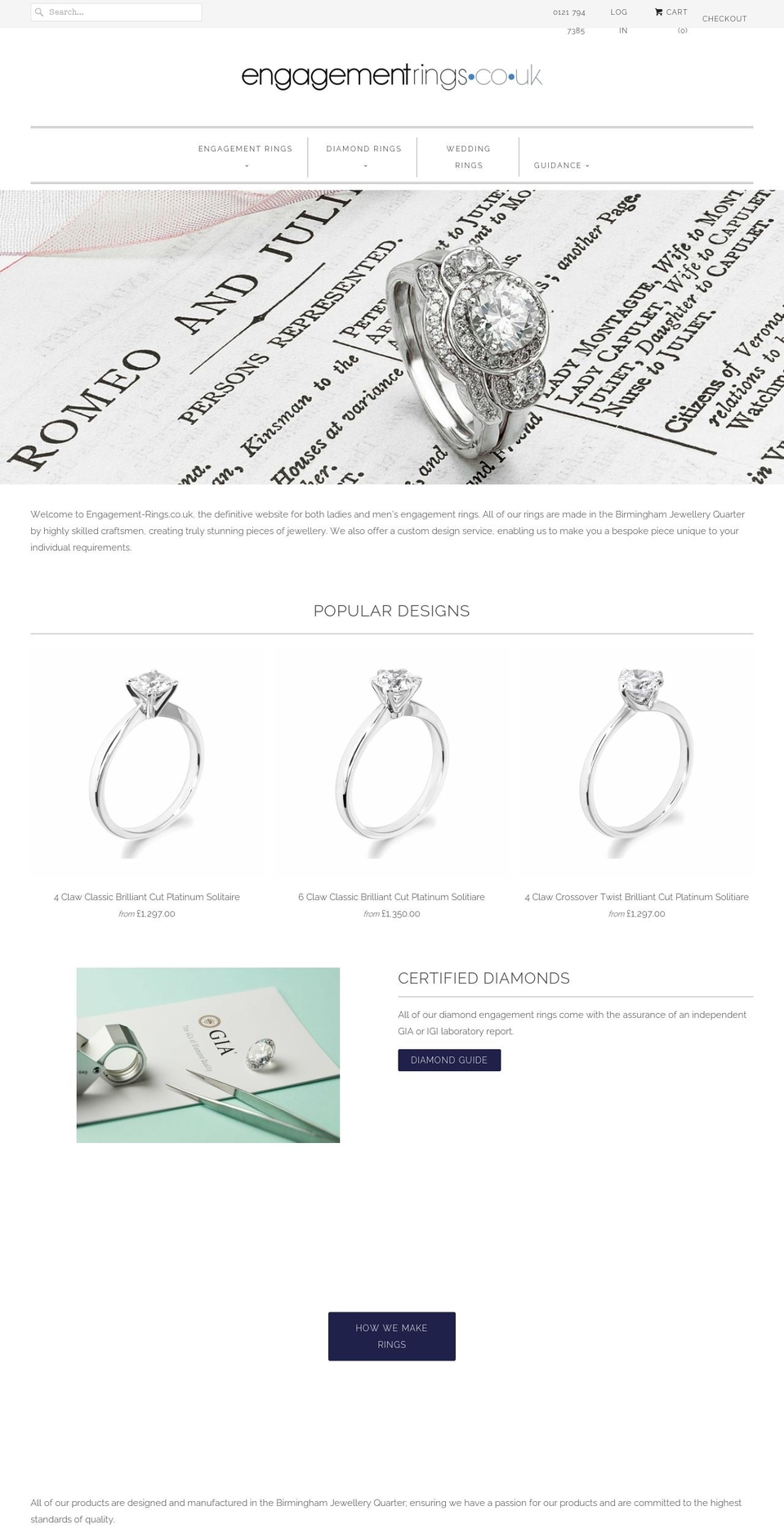 engagement-rings.co.uk shopify website screenshot