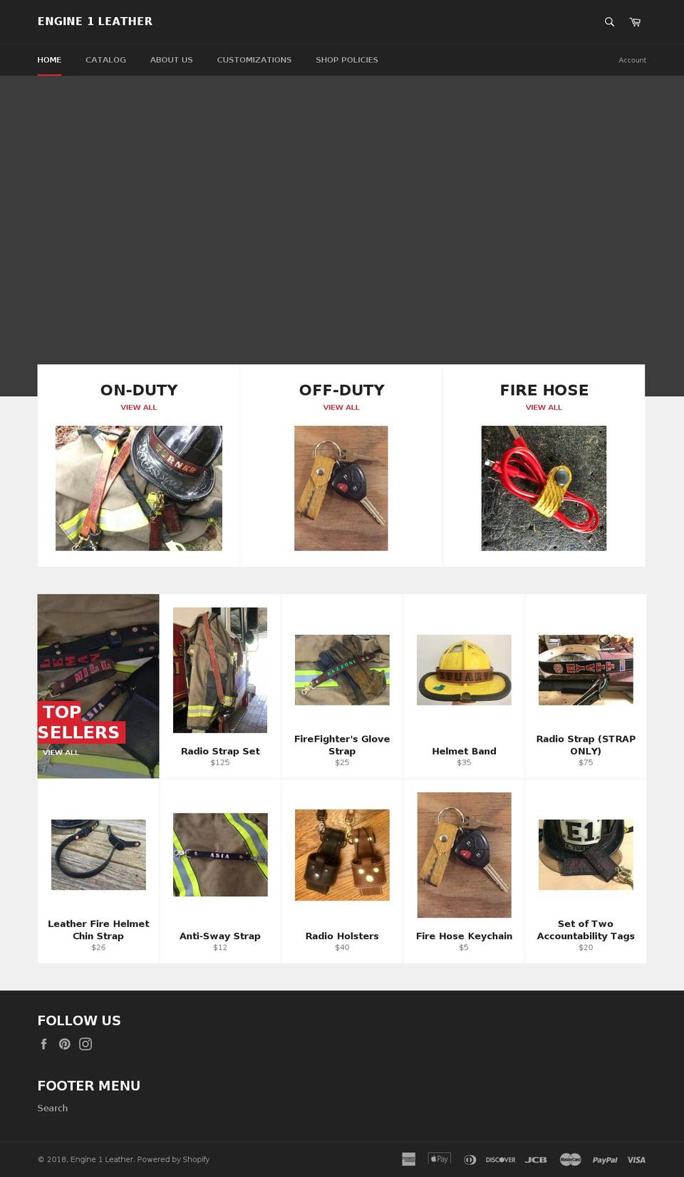 engine1leather.com — Shopify storefront screenshot