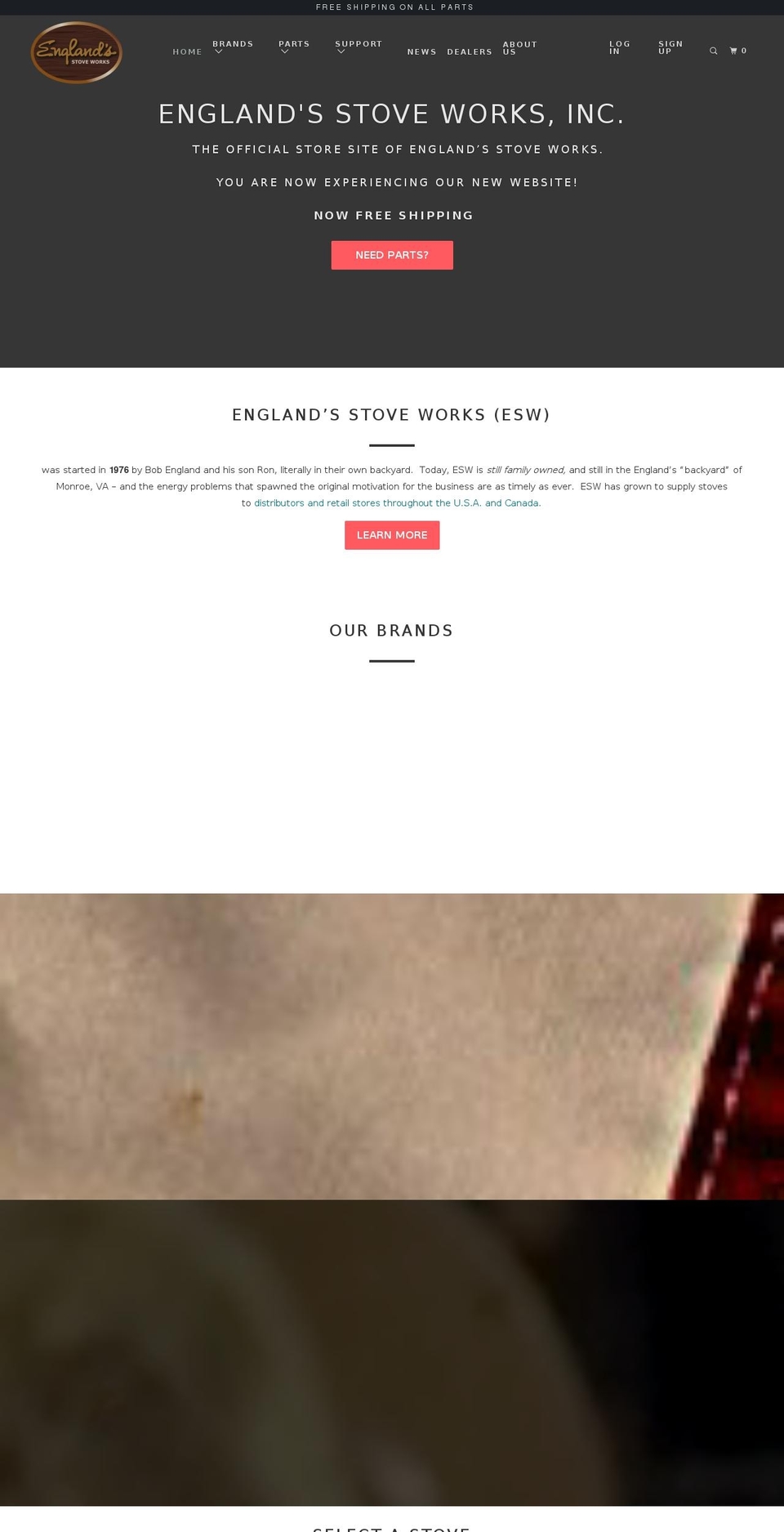 englanderstoves.com — Shopify storefront screenshot