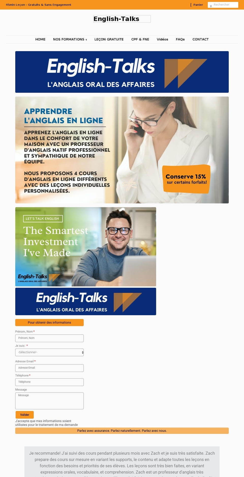 english-talks.com shopify website screenshot