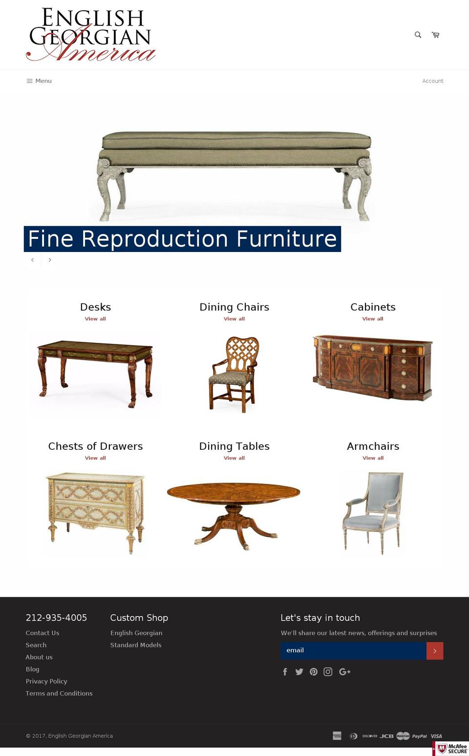 englishgeorgianamerica.com shopify website screenshot