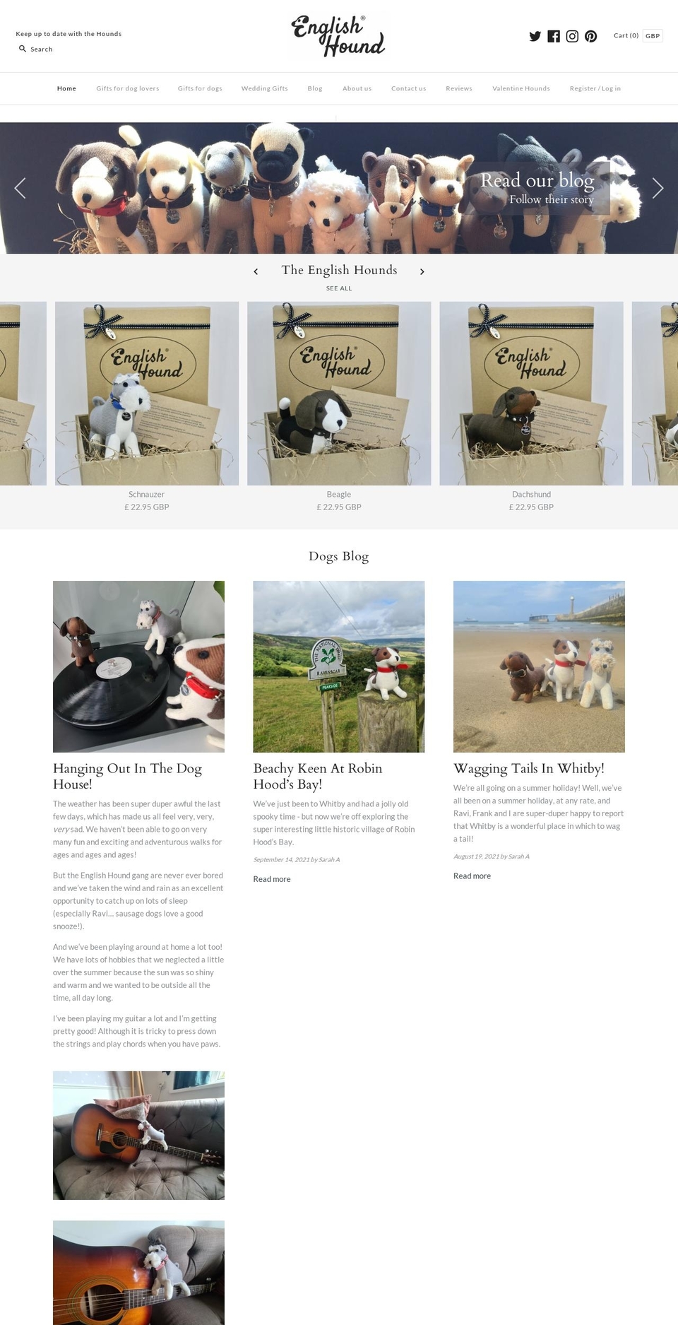 englishhound.co.uk shopify website screenshot