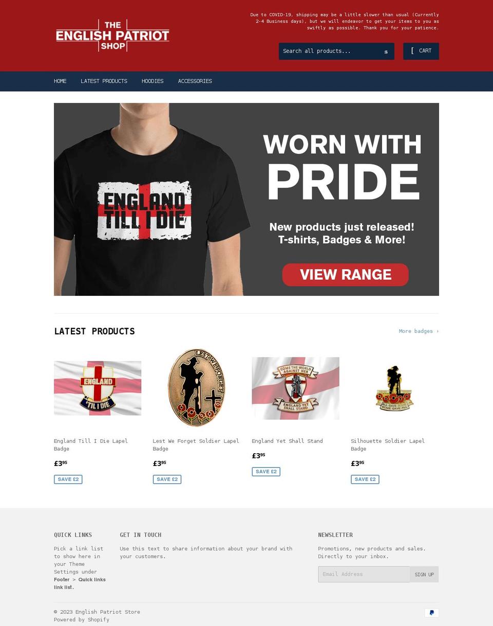 englishpatriotshop.com shopify website screenshot