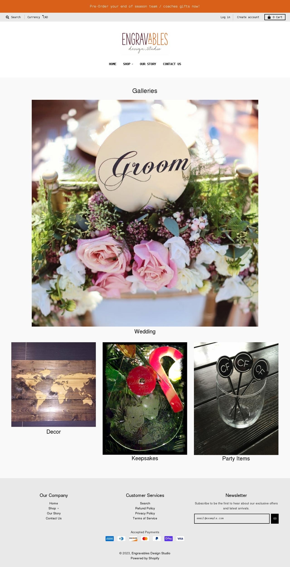 engravablesdesign.com shopify website screenshot