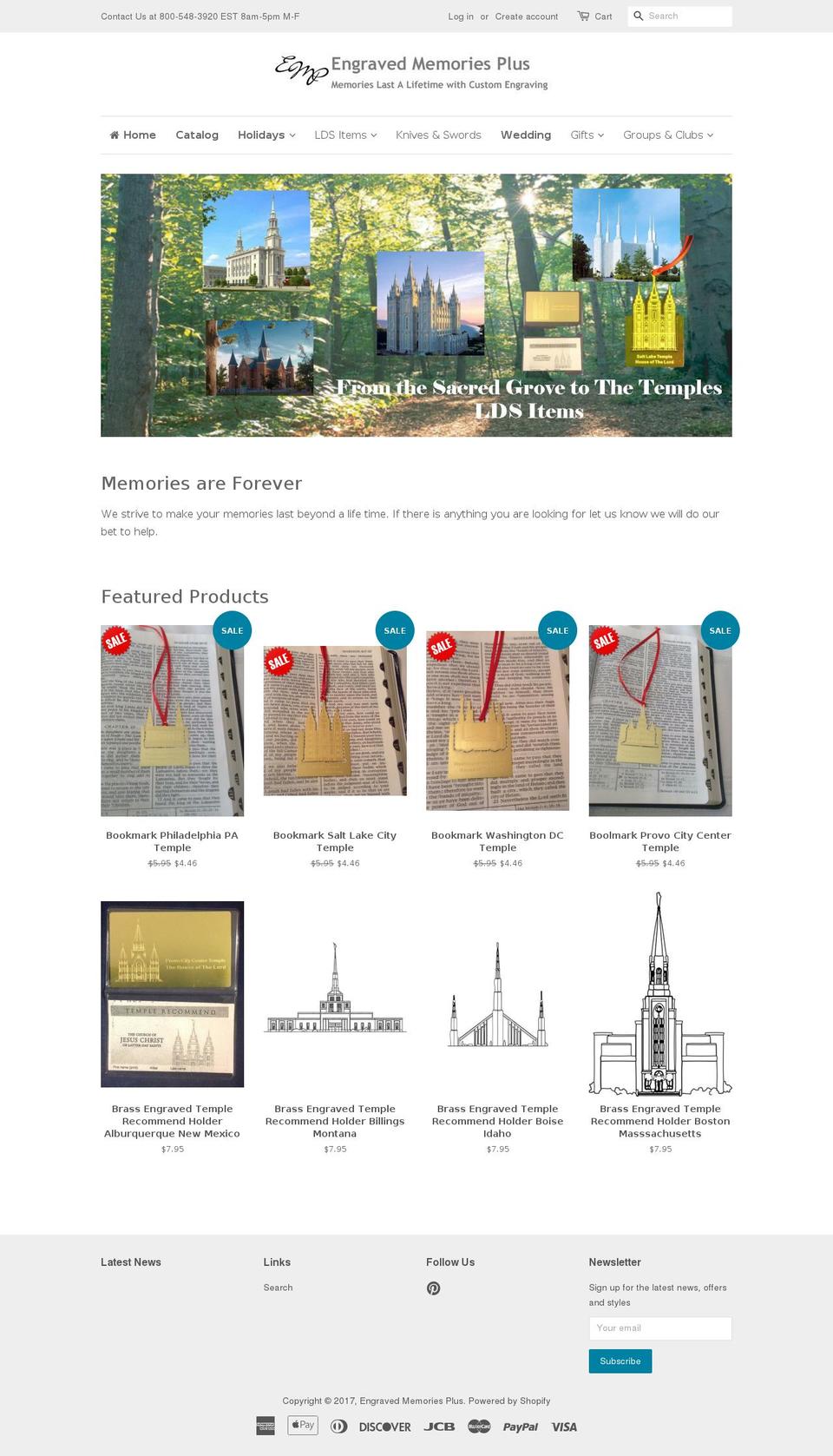 engravedmemoriesplus.com shopify website screenshot