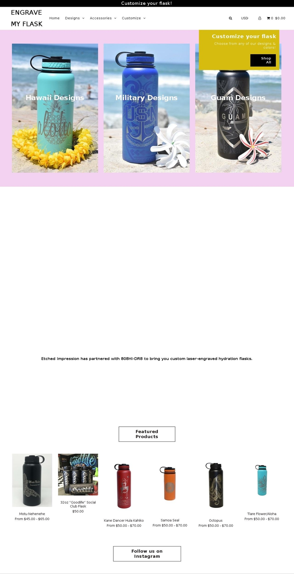 engravemybottle.com — Shopify storefront screenshot