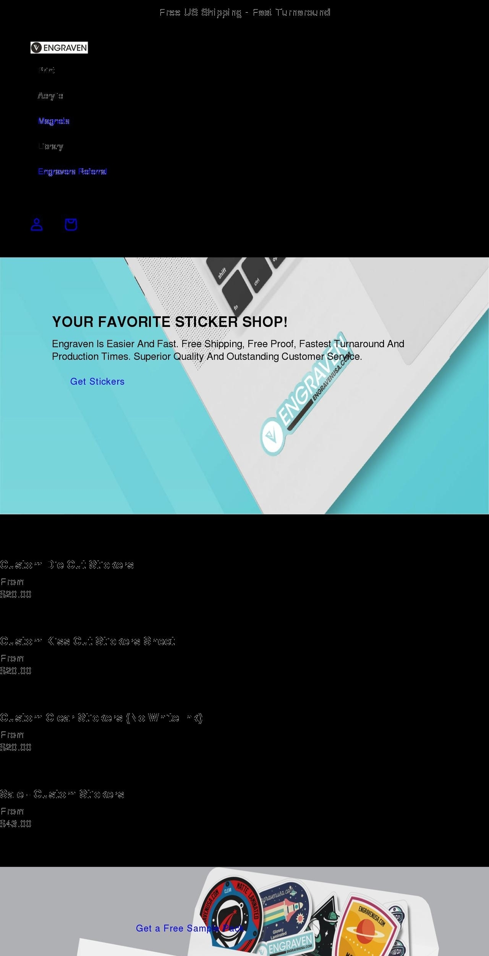 engravenusa.com shopify website screenshot