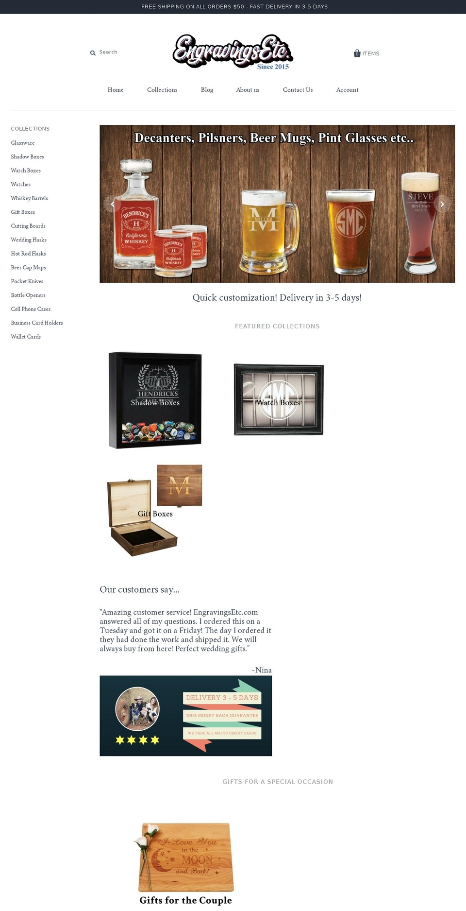 engravingsetc.com shopify website screenshot