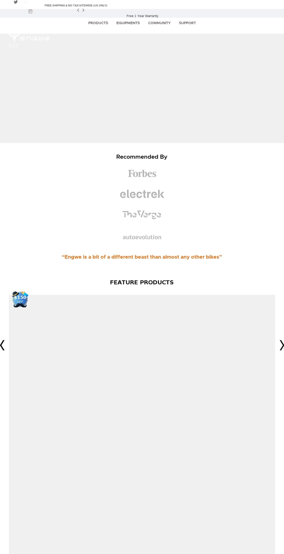 engwe-bikes.com shopify website screenshot