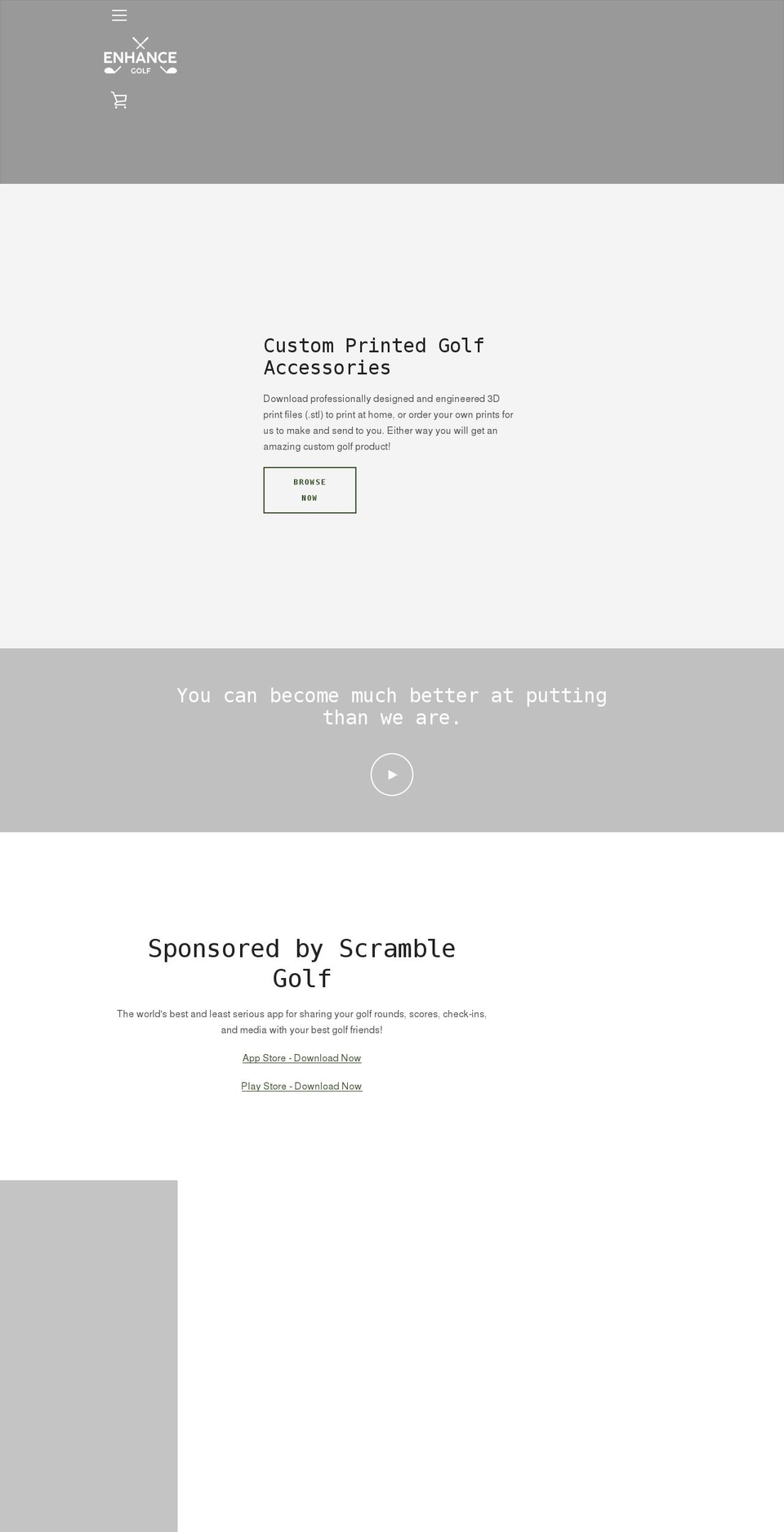 enhance.golf shopify website screenshot