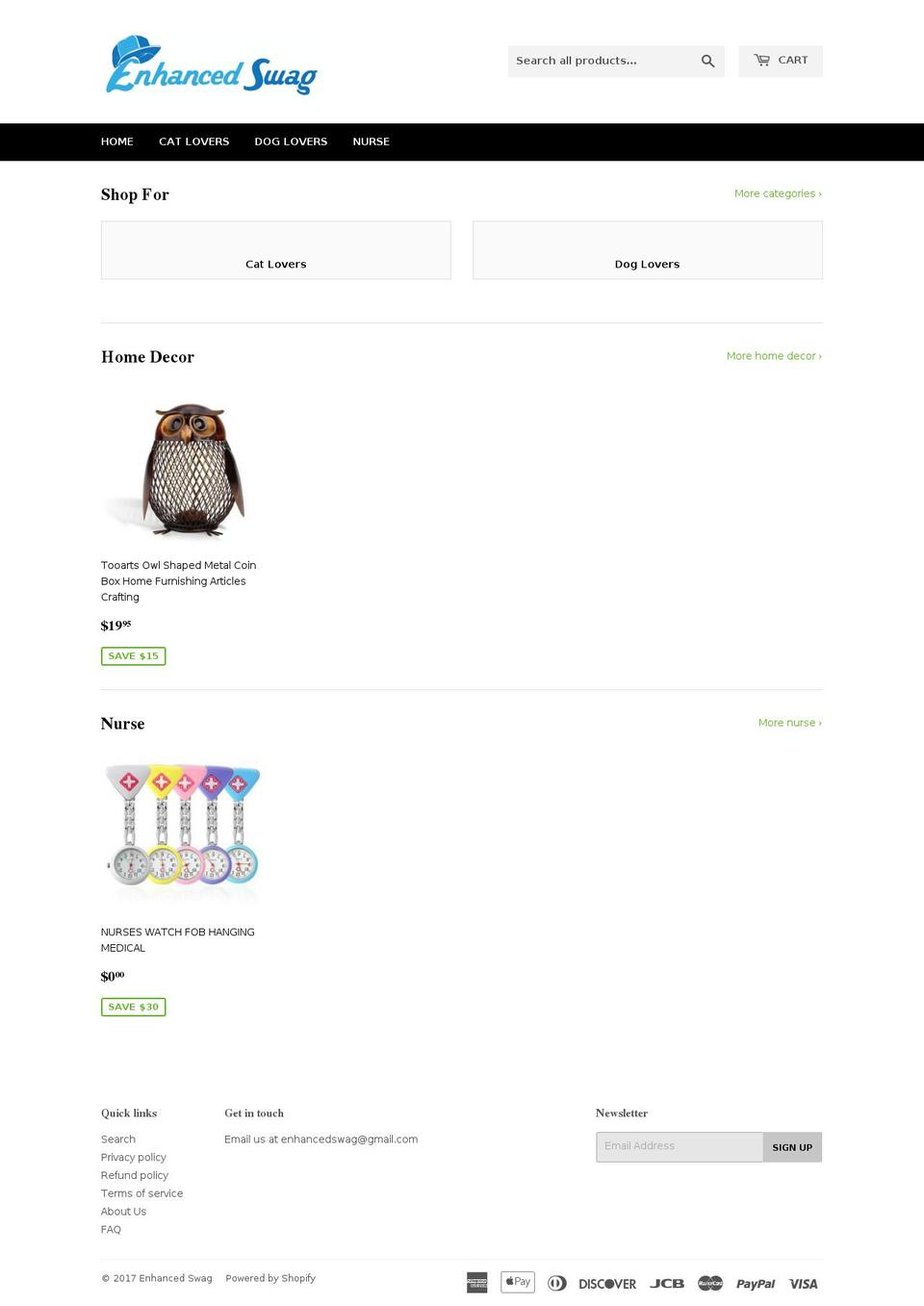 enhancedswag.com shopify website screenshot