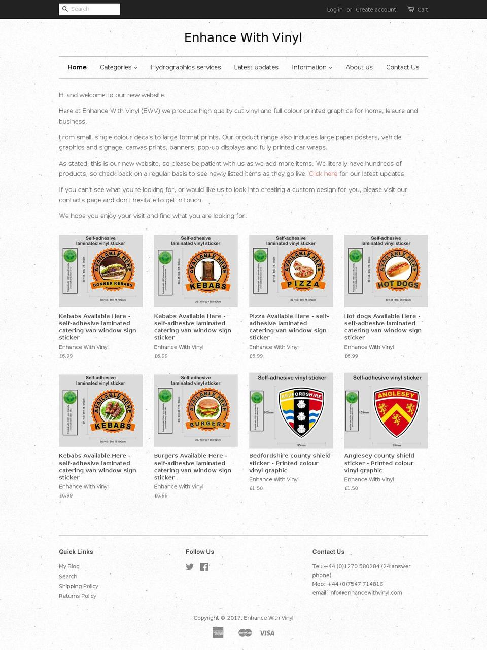 enhancewithvinyl.com shopify website screenshot