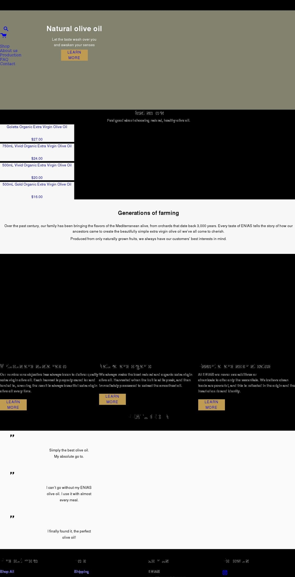 eniasusa.com shopify website screenshot