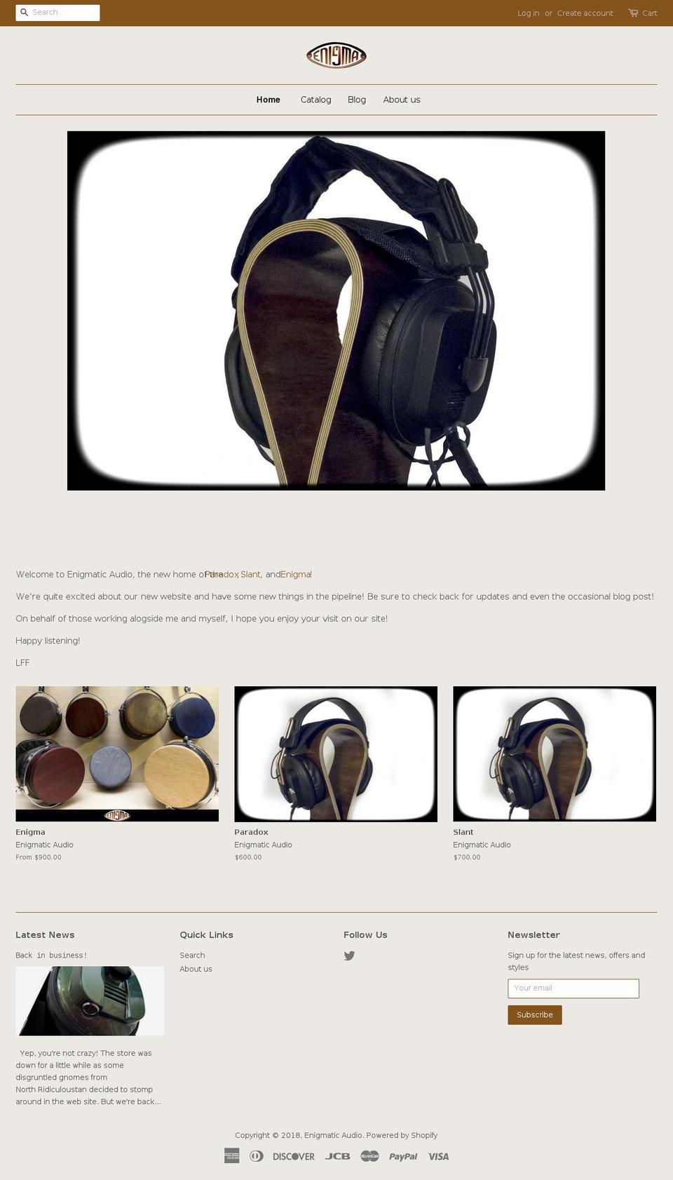enigmaticaudio.com — Shopify storefront screenshot