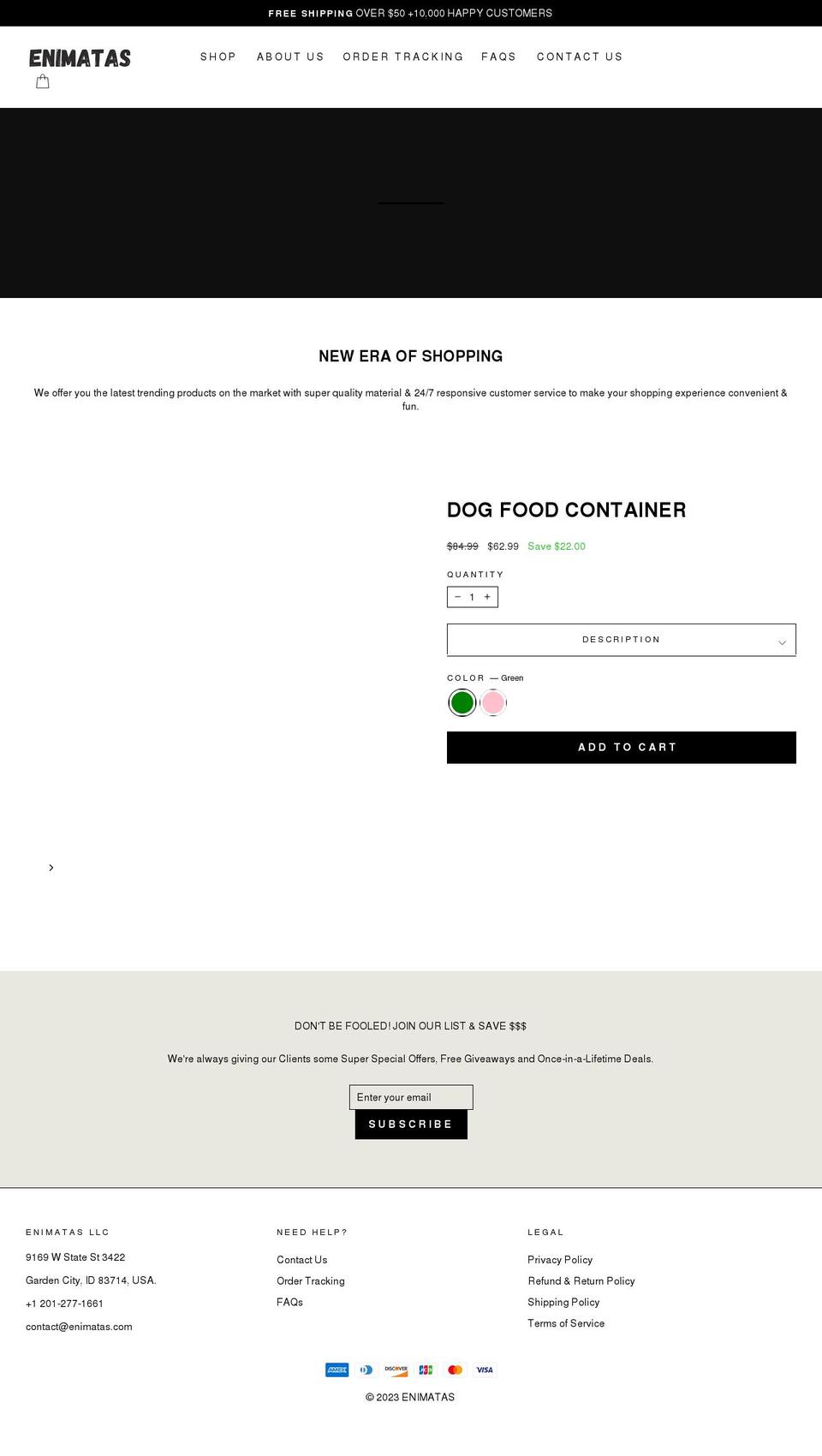 enimatas.com shopify website screenshot