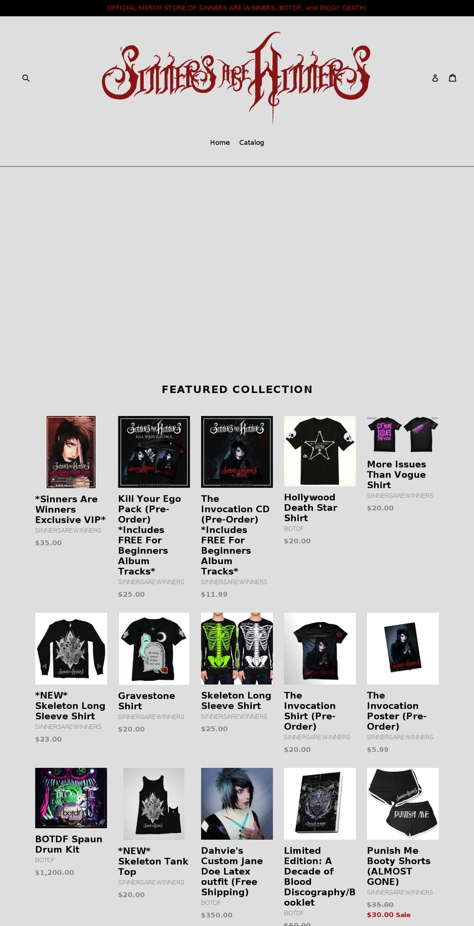 enjoydeath.net shopify website screenshot