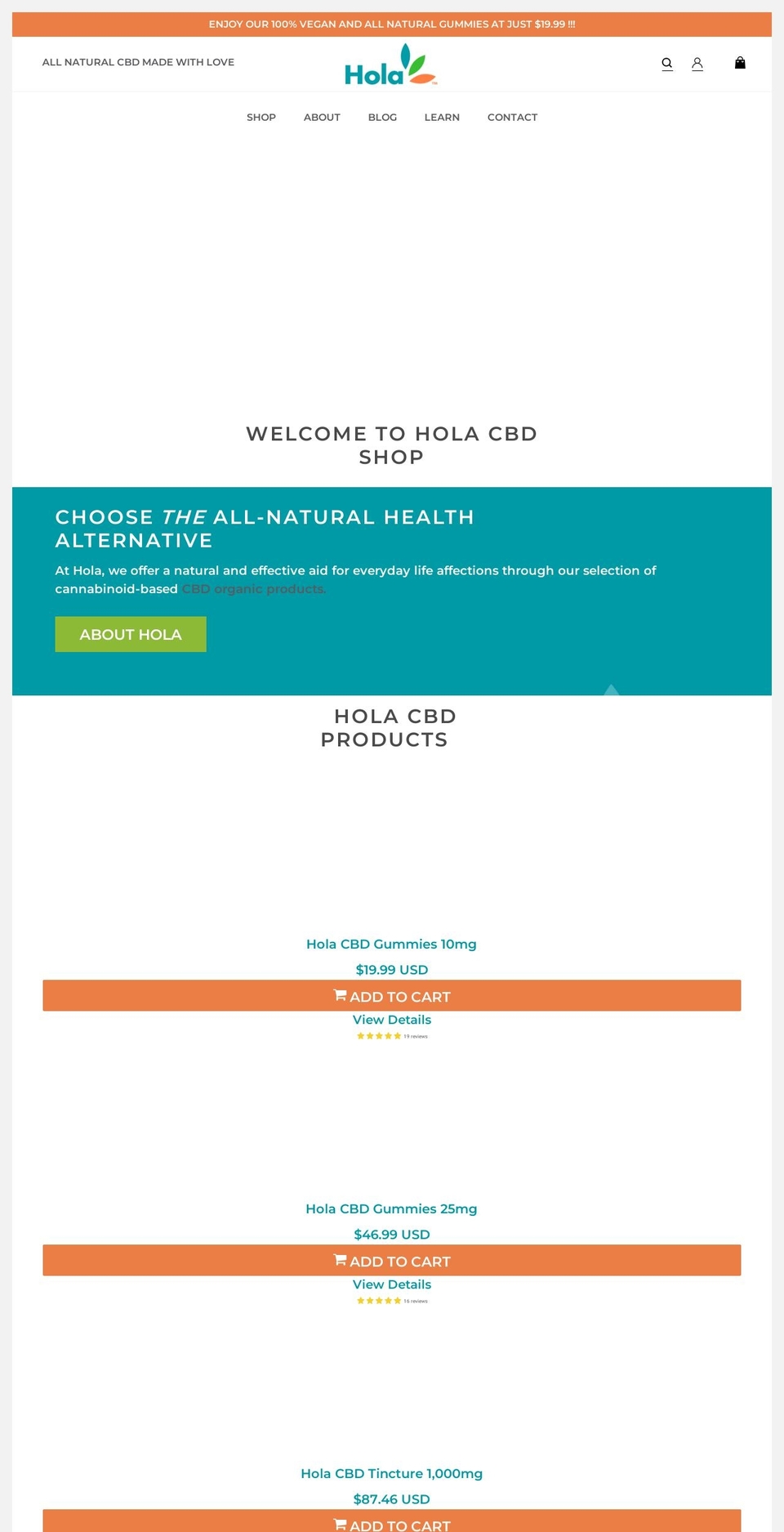 enjoyholacbd.com shopify website screenshot