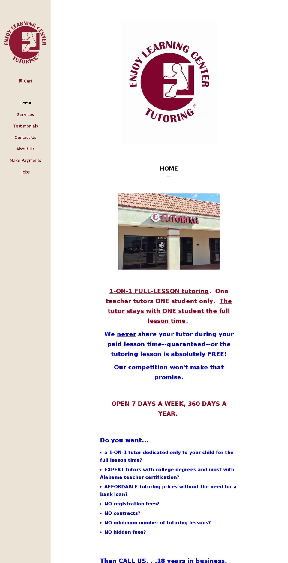 enjoylearningcentertutoring.net shopify website screenshot