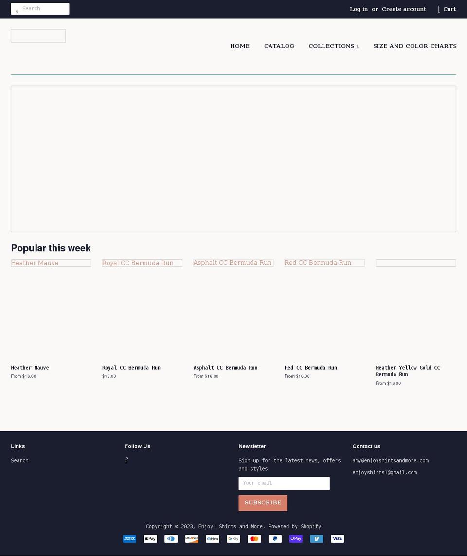 enjoyshirtsandmore.com shopify website screenshot
