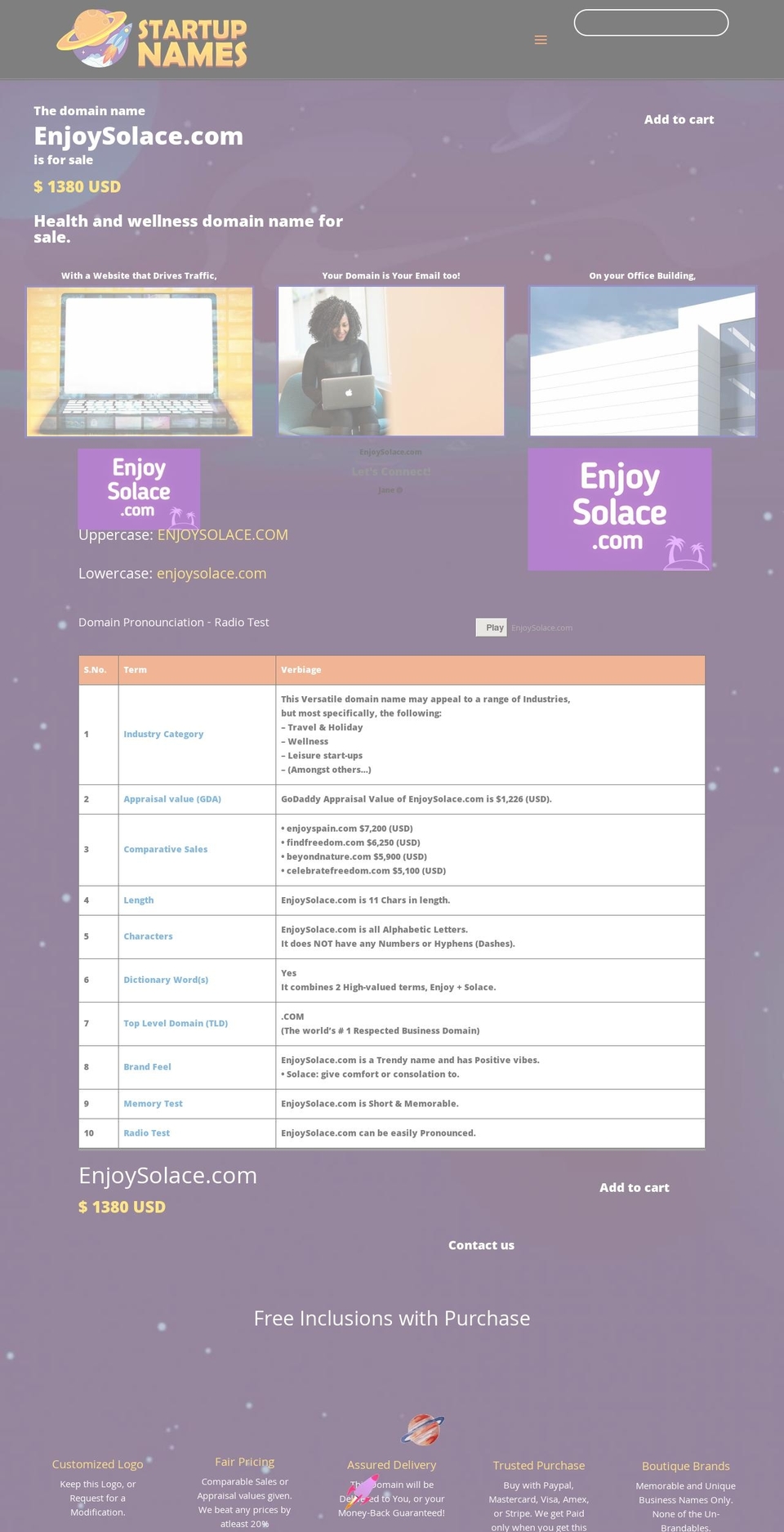 enjoysolace.com — Shopify storefront screenshot