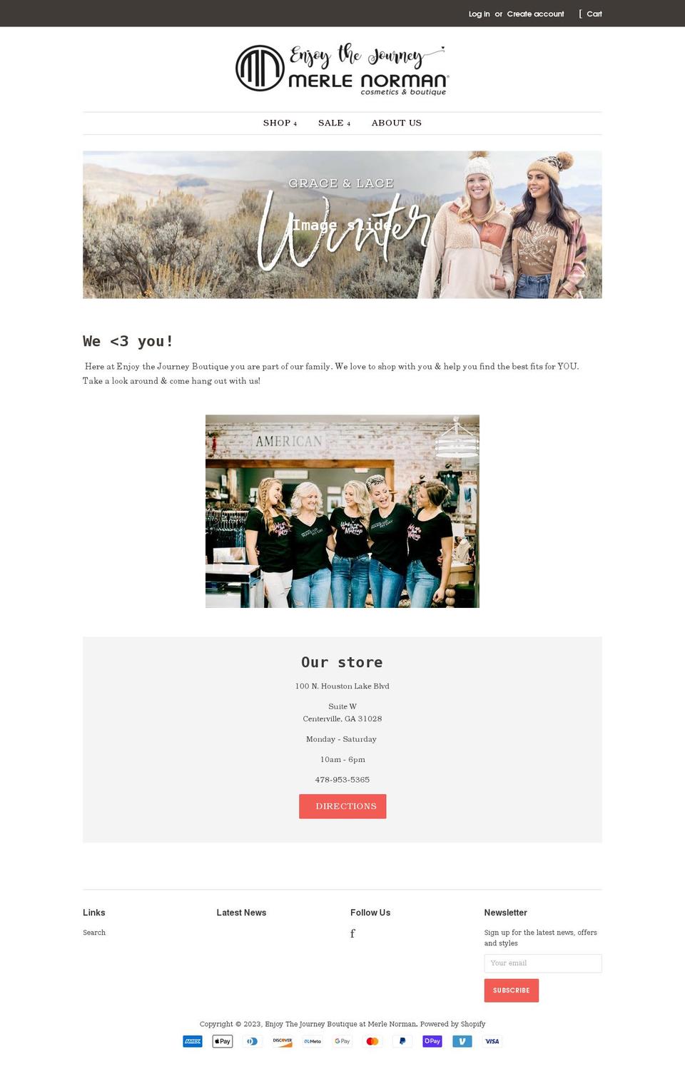 enjoythejourneyboutiqueatmerlenorman.com shopify website screenshot