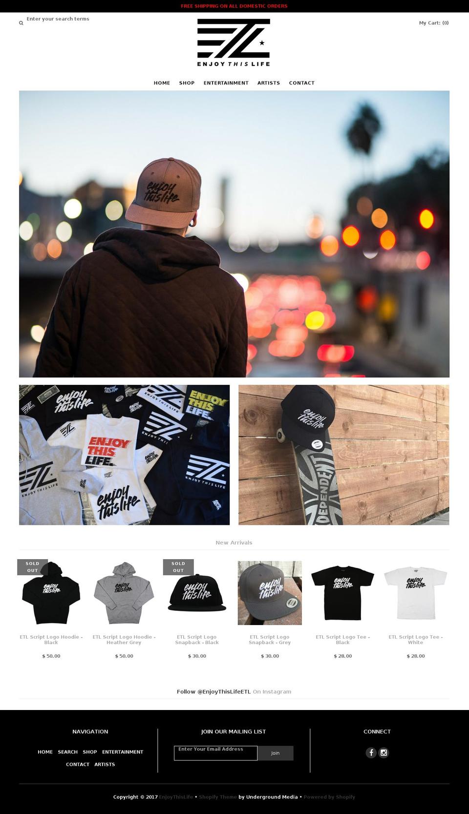 enjoythislifeetl.com shopify website screenshot