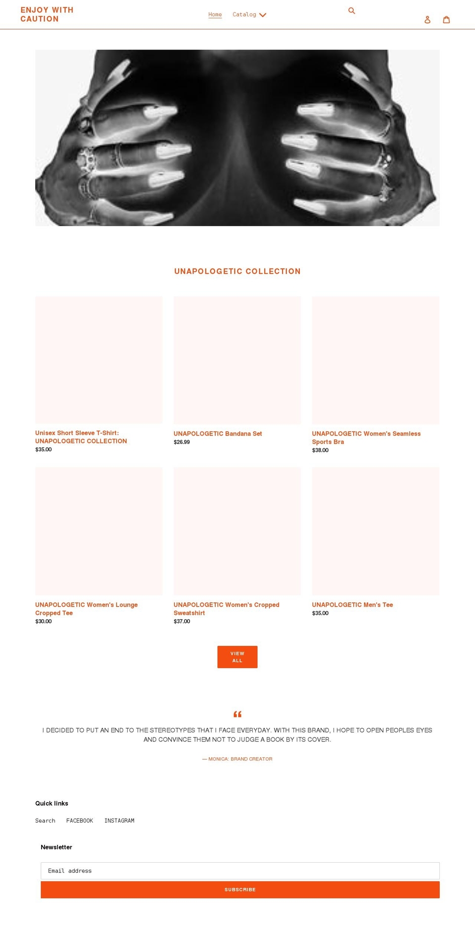 enjoywithcaution.com shopify website screenshot