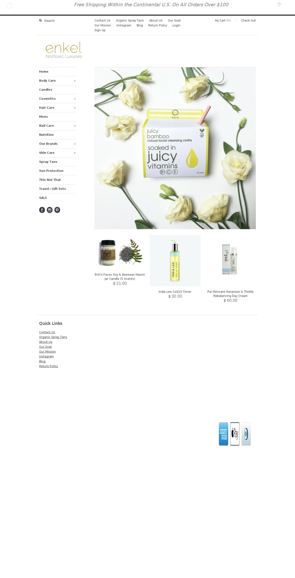 enkelnontoxicluxuries.net shopify website screenshot