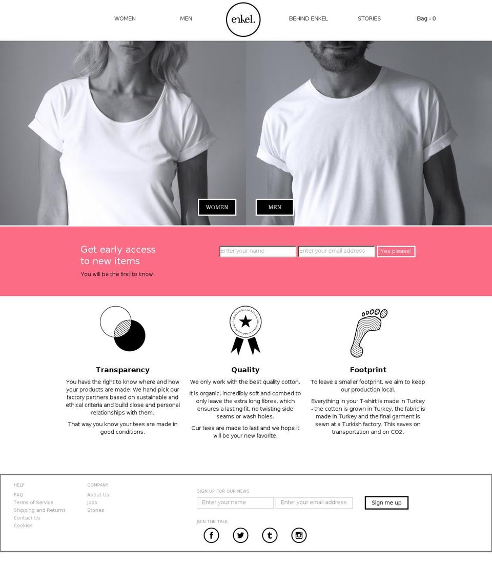 enkelorganic.com shopify website screenshot