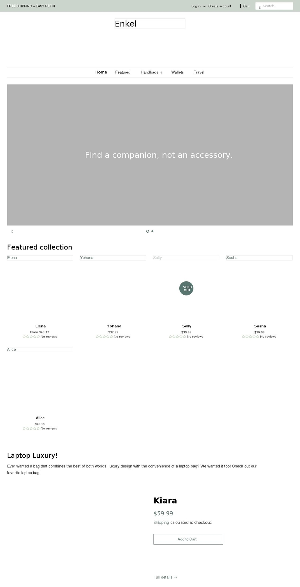 enkelstore.com shopify website screenshot