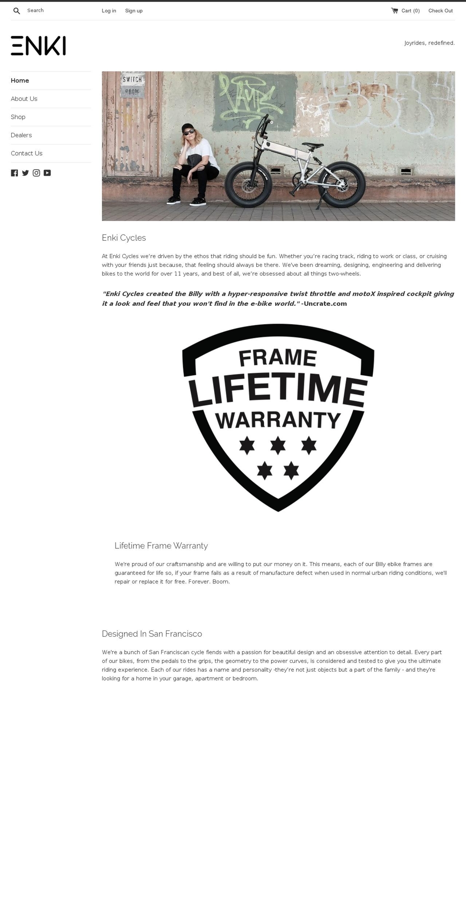 enkicycles.com — Shopify storefront screenshot