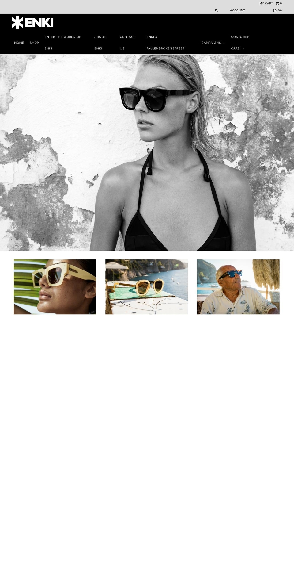 enkieyewear.com shopify website screenshot