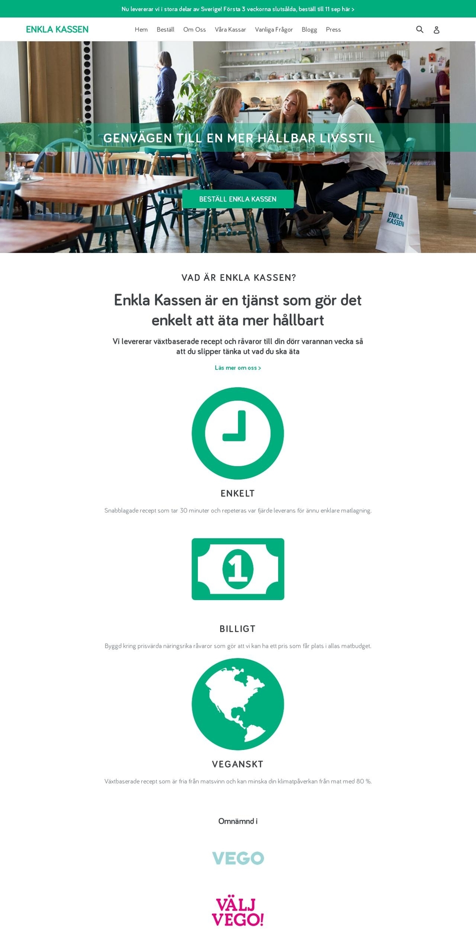 enklakassen.se shopify website screenshot