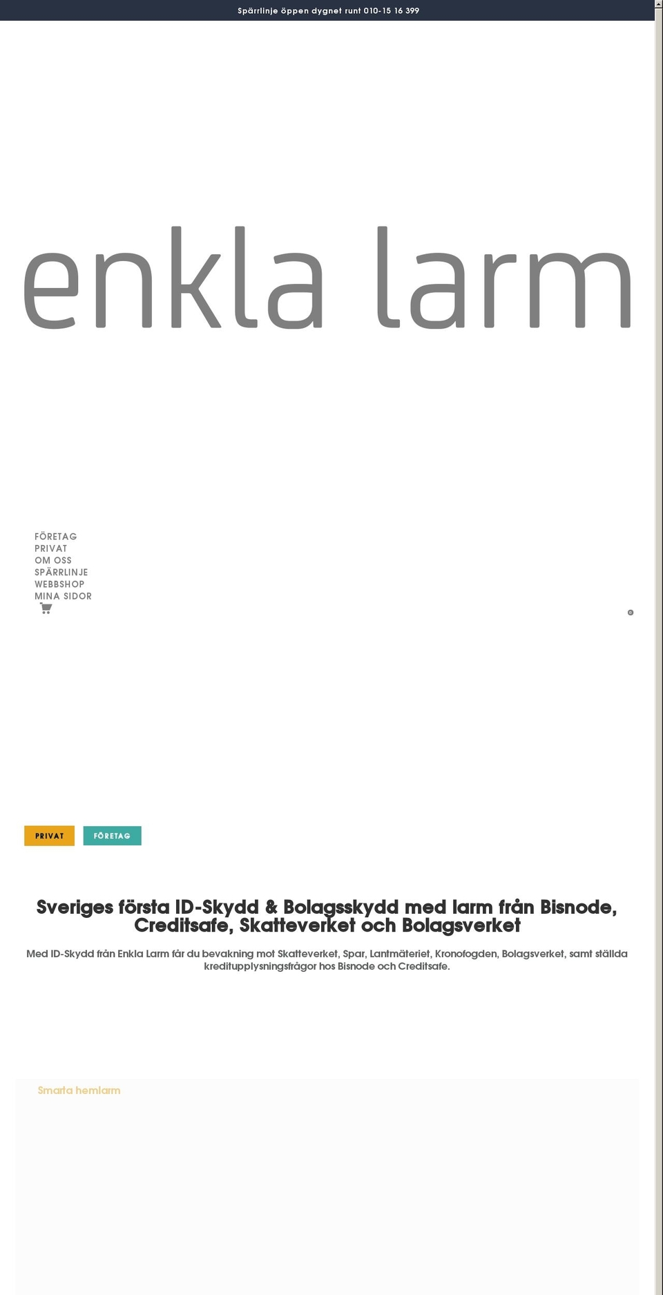 enklalarm.se shopify website screenshot