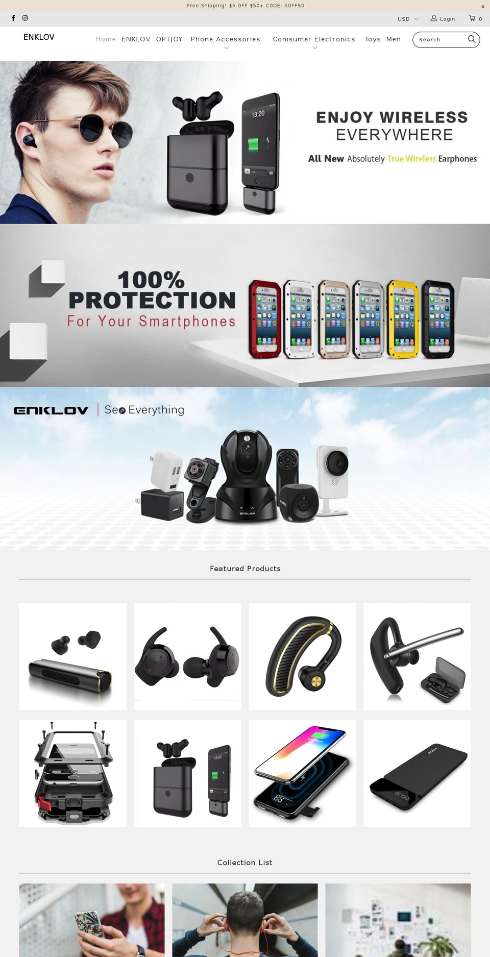 enklov.com shopify website screenshot