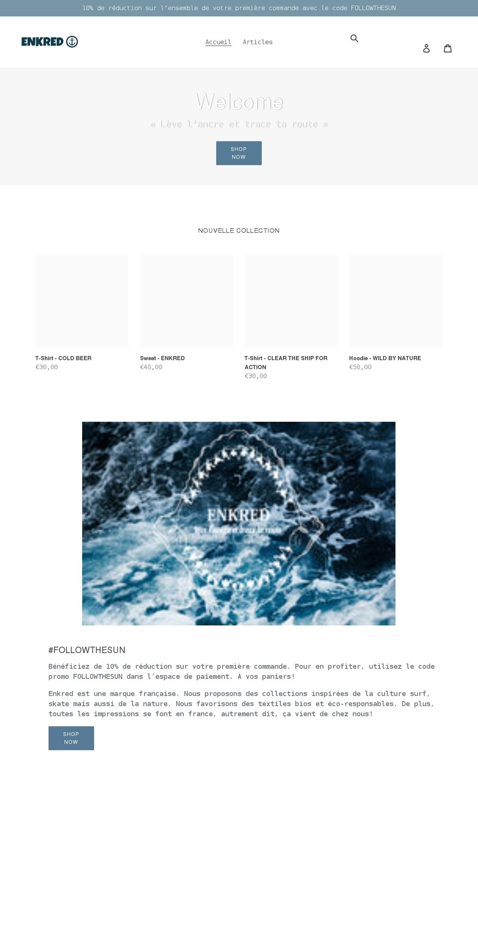 enkred.com shopify website screenshot