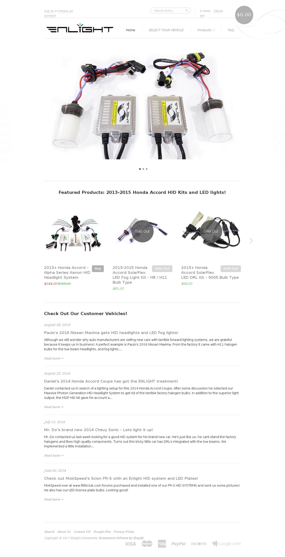 enlightauto.net shopify website screenshot