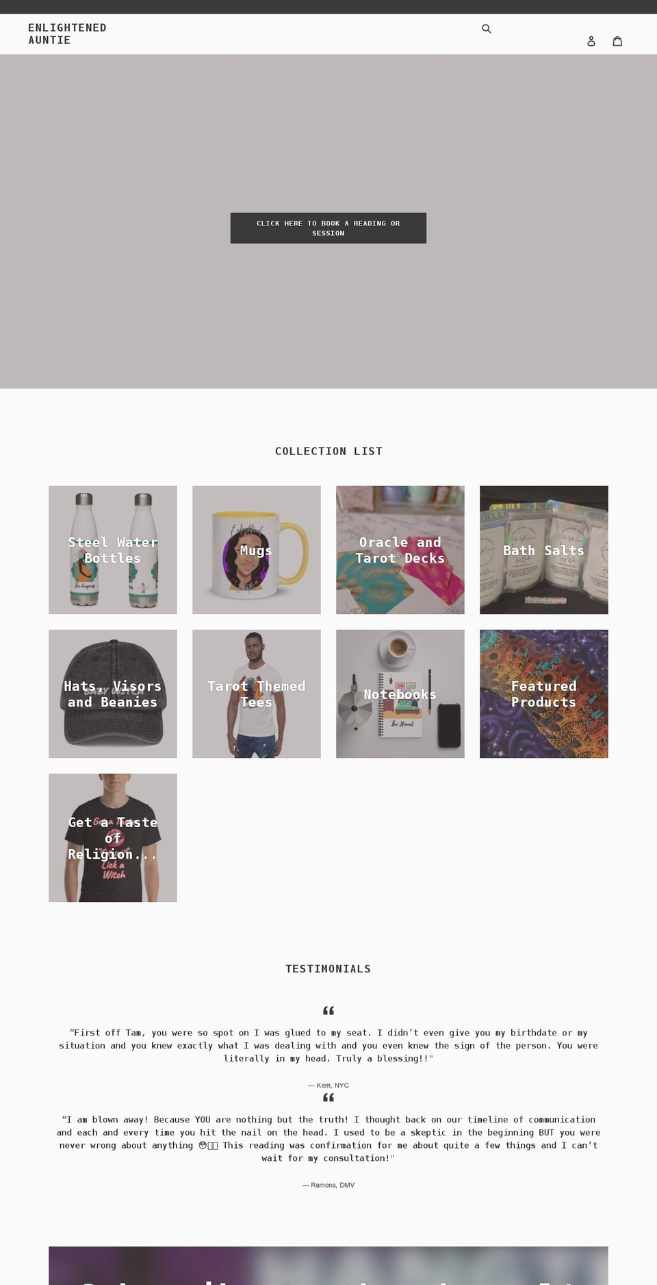 enlightenedauntie.com shopify website screenshot