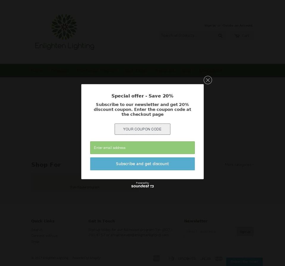 enlightenlighting.com shopify website screenshot