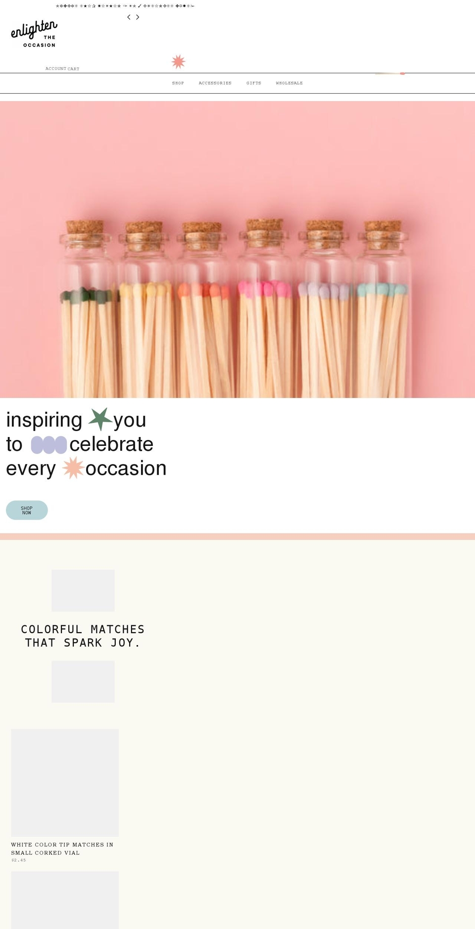 enlightentheoccasion.com shopify website screenshot