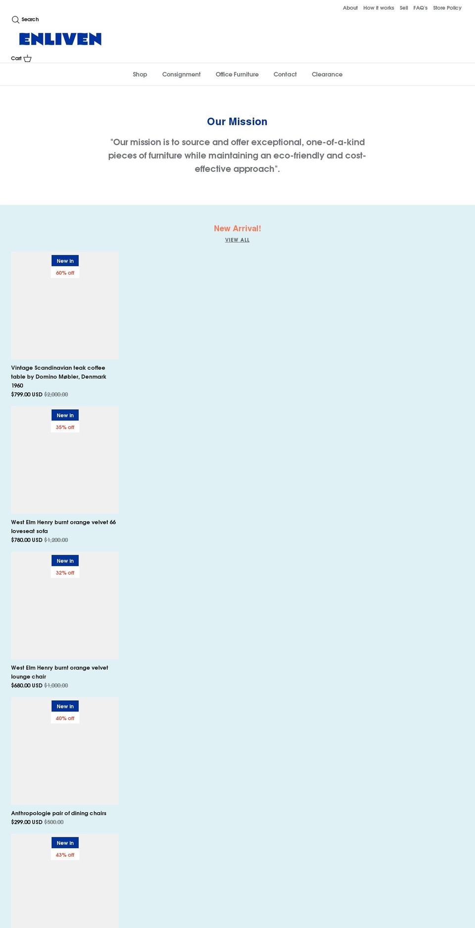 enlivenmart.com shopify website screenshot