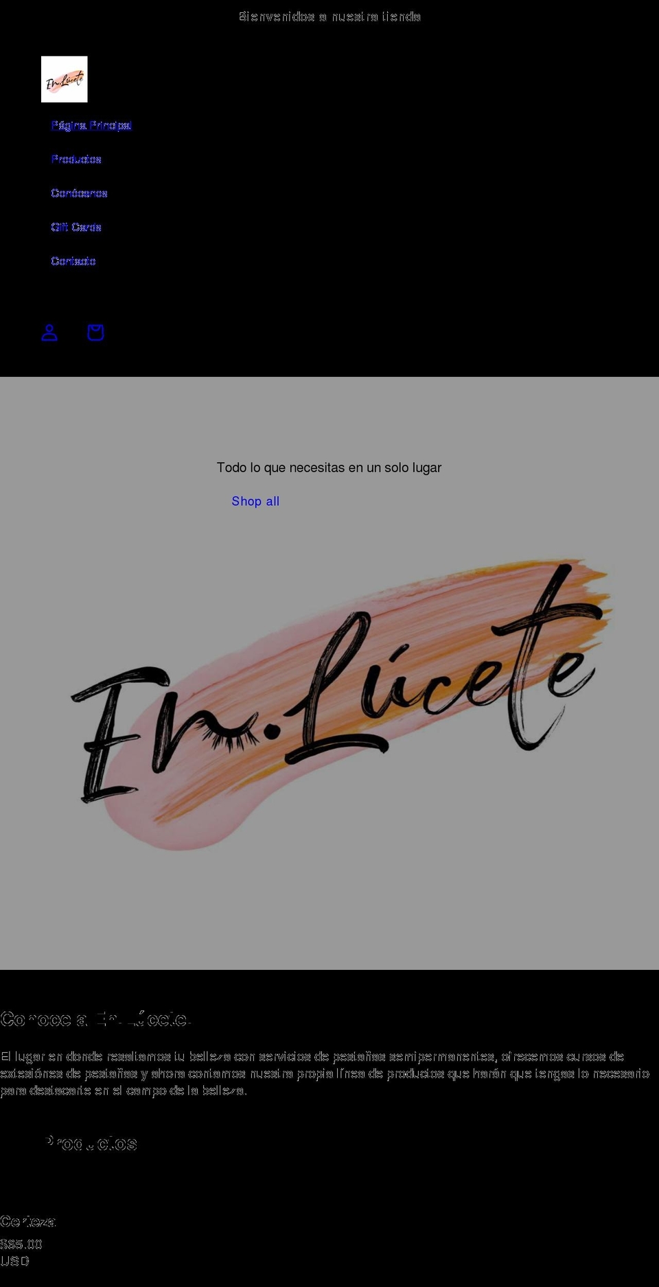 enlucete.com shopify website screenshot