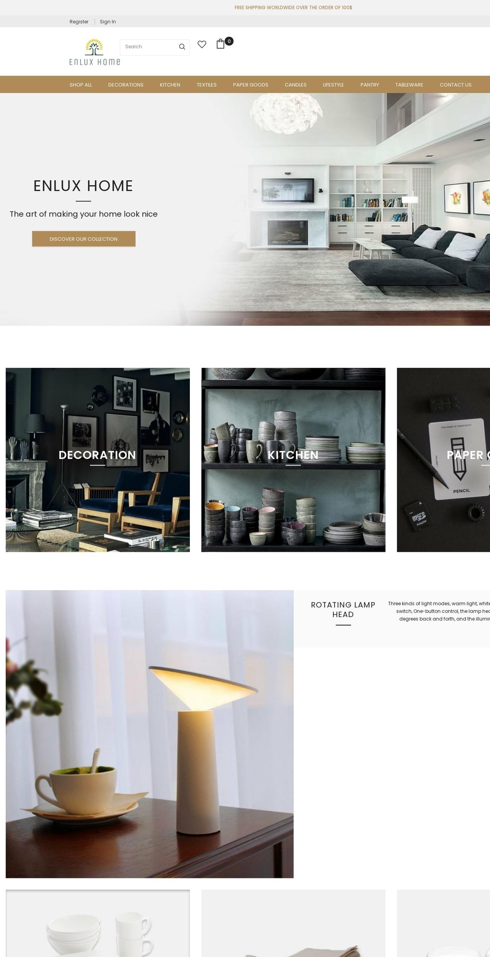 enluxhome.com shopify website screenshot