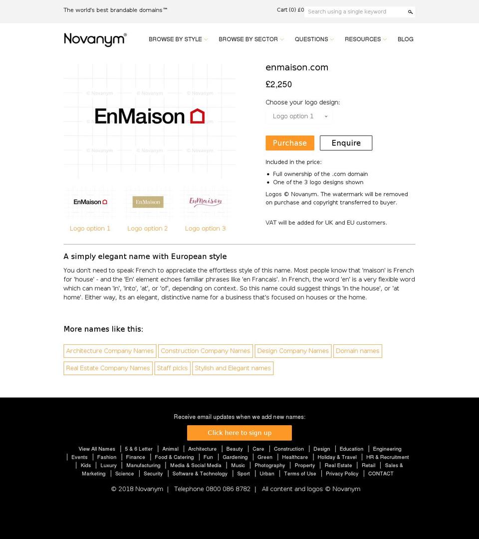 LIVE + Wishlist Email Shopify theme site example enmaison.com