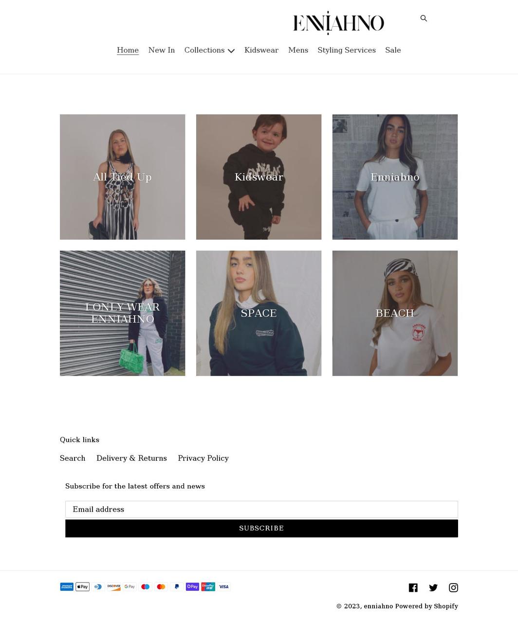 enniahno.co.uk shopify website screenshot