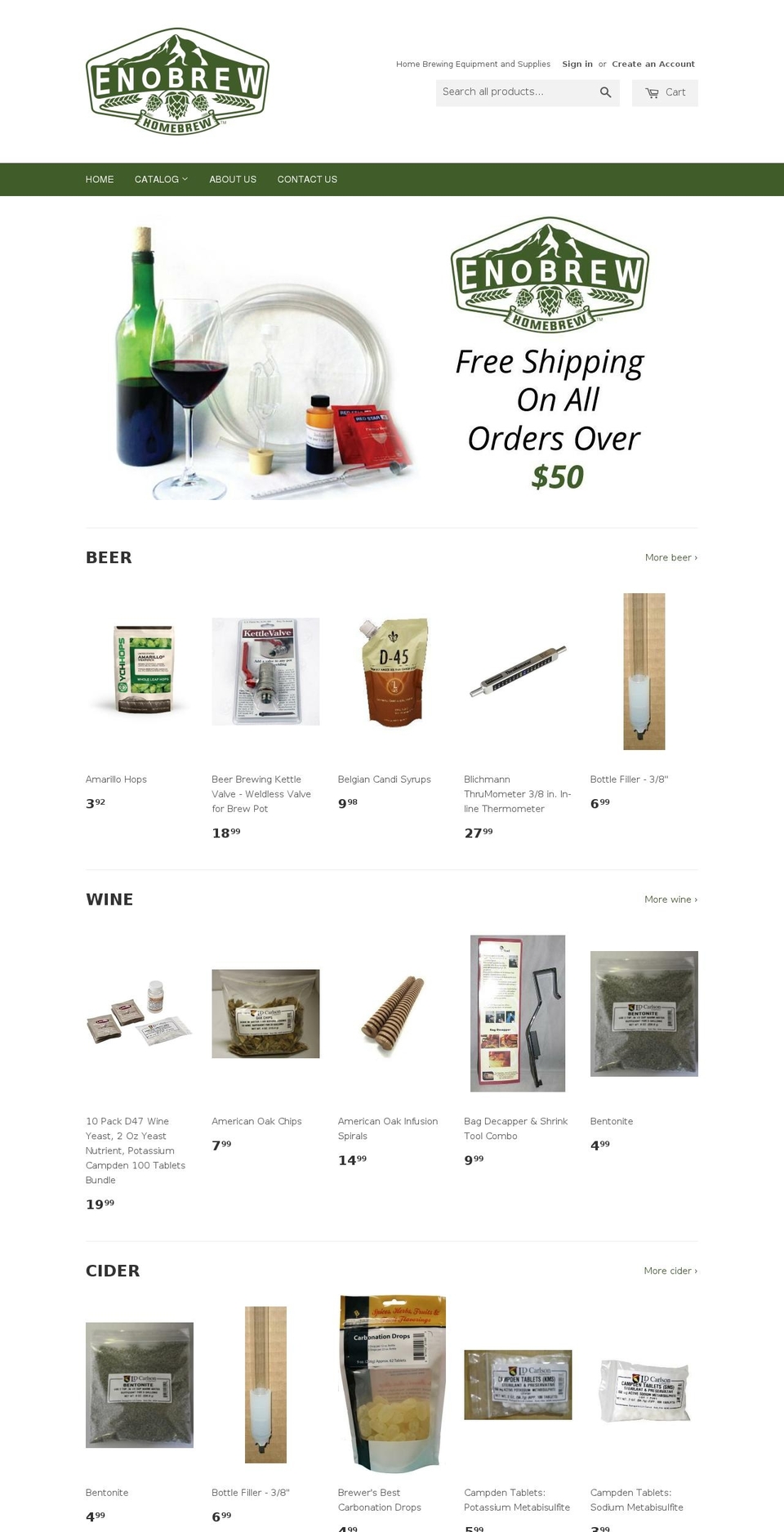 enobrew.com shopify website screenshot