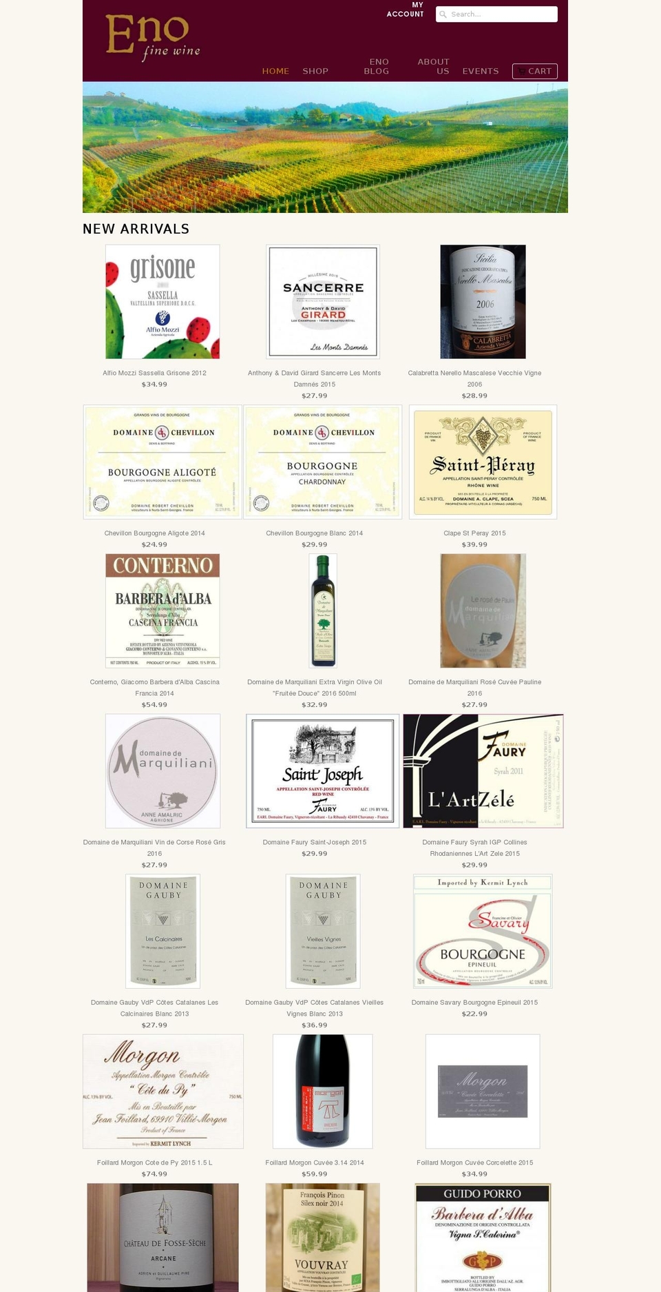 enofinewine.com shopify website screenshot