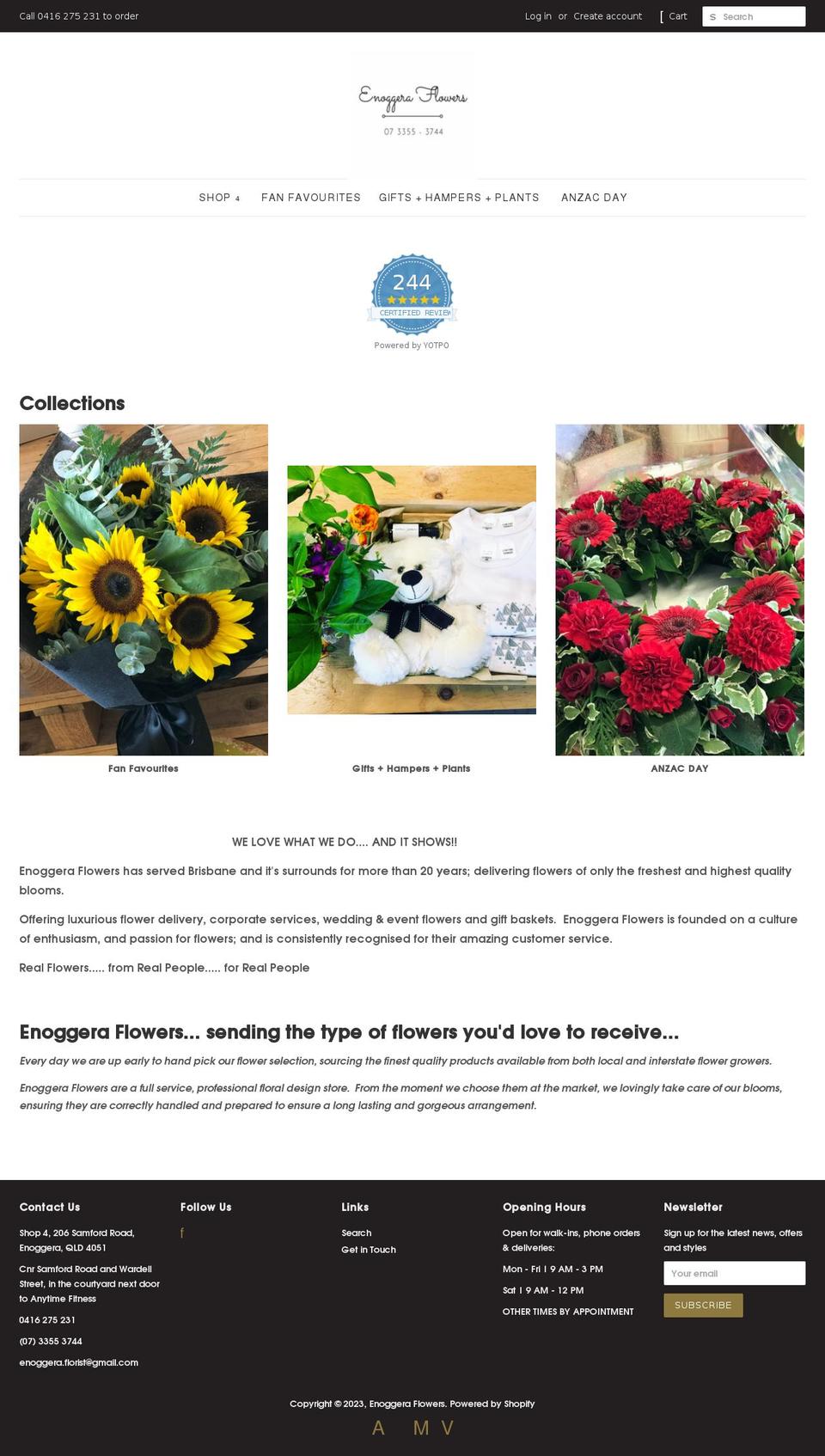 enoggeraflowers.com.au shopify website screenshot