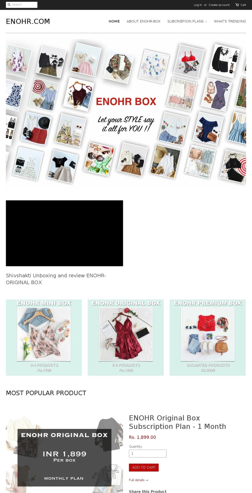 enohr.com shopify website screenshot
